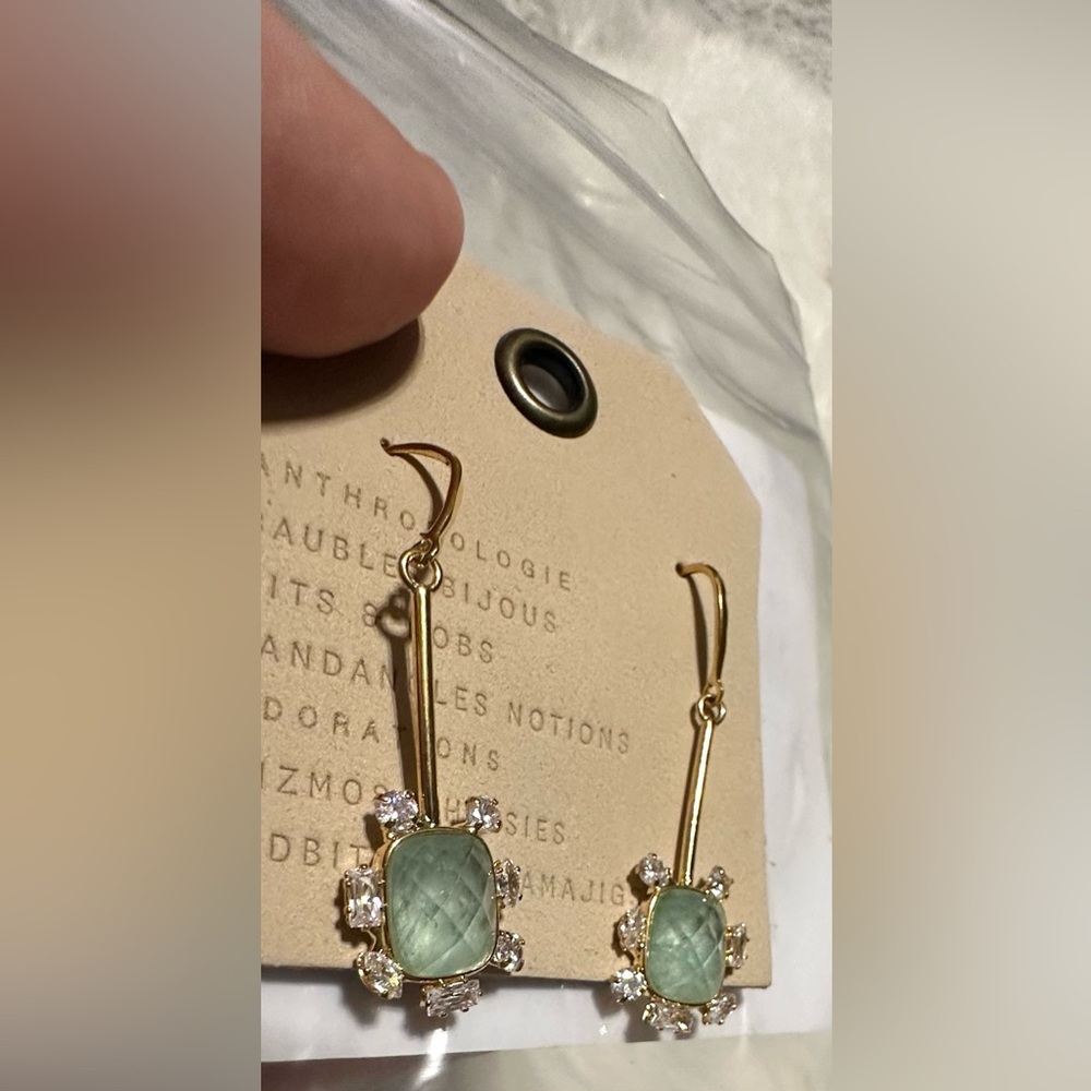 Anthropologie Botanical Gold Drop Earrings NWT - Picture 5 of 11